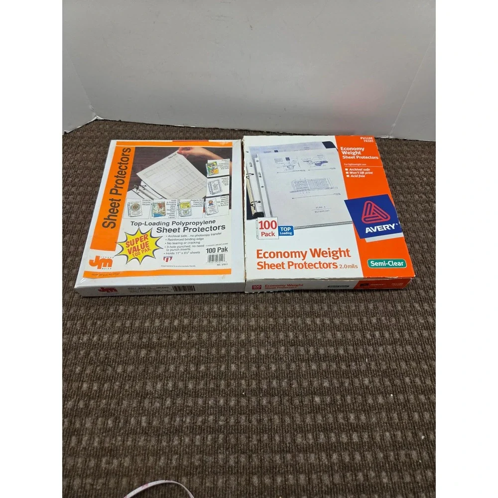 Avery Open Box 40 Sheets & Joshua Meier Sheet Protectors 100 Pack Bundle Sealed